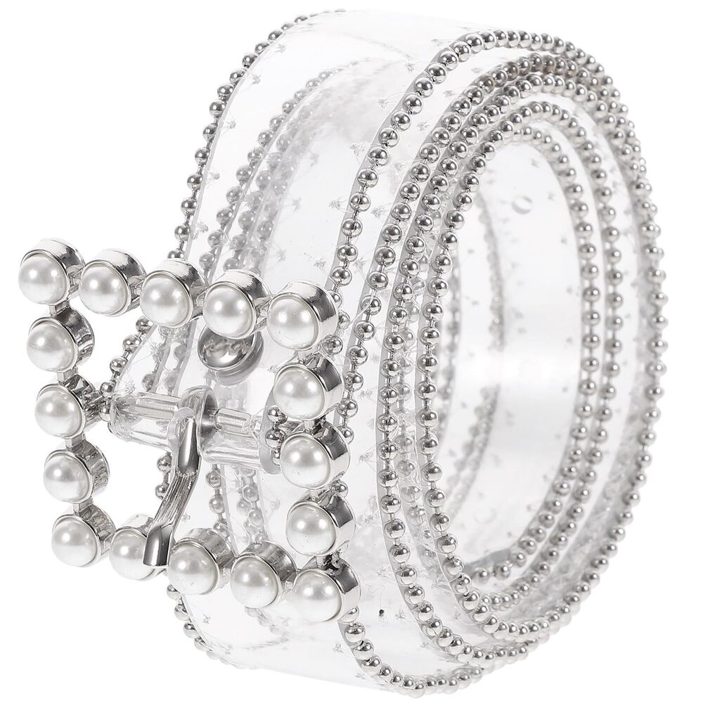 7725 1pc Transparent Waist Belt For Women Punk Style Thin With Square